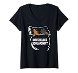 Damen Offizielles Schlafshirt Dackel Hund T-Shirt mit V