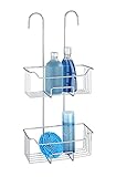 WENKO Thermostat-Dusch-Caddy Milo Edelstahl, 2 Etagen, Duschregal zum Einhängen, rostfrei, Glänzend, 25 x 55 x 14