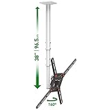 Barkan lange Weiß TV Deckenhalterung, 29 - 65 Zoll Neigbar / Vollbewegung flach & curved Fernseher TV Halterung, hält bis 40Kg, Teleskop Höhen-verstellbare , für LED OLED LCD, Max. VESA 400x400