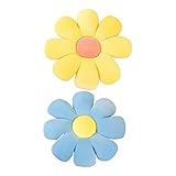 NOLITOY 2 Stücke Blume Boden Kissen Blume Sitzkissen Dekorative Wurfkissen Bodenkissen für Home Bürostuhl Sitetary Tatami Auto Hintern Kissen Blaugelb