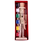 FOMIYES Nussknacker Figur Holz DIY Bemalen: Unbemalter Nussknacker Soldat 18cm Holzfiguren Bastelset Künstlerpuppe Modellpuppe mit Farbe Pinsel Handwerk Puppe Neujahrsgeschenk