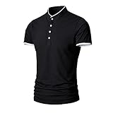 Poloshirt Herren Sommer Stehkragen Kurzarm Shirt Herren Regular Fit Lässig Sportshirt Herren Bergsteigen Golf All-Match Shirt Herren Komfortabel Atmungsaktiv T-Shirt H