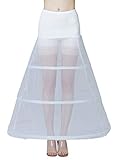 BEAUTELICATE Petticoat Unterröcke Reifrock Damen Rockabilly A Linie Lang für Hochzeit Brautkleid Abendlieid Weiß (Weiß - 3 Reifen,32-36)