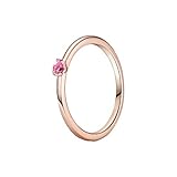 Pandora Rosafarbener Solitär-Ring in 14 Karat rosévergoldeter Metalllegierung und Cubic Zirkonia Steinen aus der Pandora Timeless Collection, Größe 52