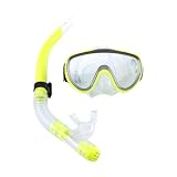Uxsiya Schnorchelmaske, 4 Farben, weich, gesund und umweltfreundlich, Schnorchel für zum Schwimmen, Tauchen, Schnorcheln(Gelb)