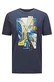 BOSS Herren Tee 6 T-Shirt aus Stretch-Baumwolle mit fotografischem Print und Log