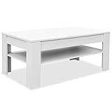 vidaXL Couchtisch mit 1 Schublade 1 Ablagefach Beistelltisch Wohnzimmertisch Kaffeetisch Sofatisch Teetisch Tisch Spanplatte 110×65×48cm Weiß