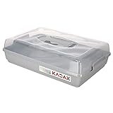 KADAX Kuchenbox mit Deckel, 44 x 30 x 12,5 cm, Kuchenbehälter aus Kunststoff, Transport-Box mit Griff, Kastenform, für Blechkuchen Muffins, rechteckig, Lebensmittelbox (Grau)