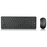 Gobutevphver Kabellose Tastatur Kabellose Tastatur und Maus Set Geräuscharm Ultradünne Mini 2.4G Kabellose Tastatur Und Einstellbar Für Laptop Tablet - Schwarz 430X155X25C