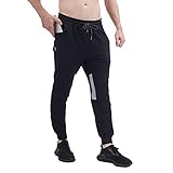 Yageshark Herren Jogginghose Sporthose Baumwolle Fitness Slim Fit Hose Freizeithose Trainingshose Joggers Streetwear (Schwarz, Large)