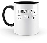 PlimPlom Things I Hate Lustige Programmierer Kaffeetasse Computer Informatiker Geschenkidee - Zweifarbige Tasse -330ml-Schw