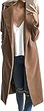 Damen Jacke Herbst Casual Wollmischung Outwear Parka Mantel Overcoat, khaki, 32