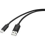 Renkforce USB-Kabel USB 2.0 USB-C™ Stecker, USB-A Stecker 1.00 m Schwarz mit antimikrobieller Ob