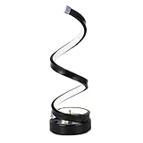 QEGY LED Spiral Nachttischlampe Tischleuchte Wiederaufladbare,Moderne Schreibtischlampe Restaurant mit Knopfschalter, Acryl Tischlampe Innen für Bar Schlafzimmer Babyzimmer,Black warm lig