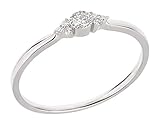 Ardeo Aurum Damenring aus 375 Gold Weißgold mit 0,08 ct Diamanten Brillant in verzierter Zargenfassung Verlobungsring Gr. 50