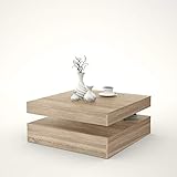 FORTE Coffee Tables Couchtisch mit Ablagefläche und rotierender Tischplatte, Holzwerkstoff, Sonoma Eiche Dekor, 78 (93) x 34,3 x 78