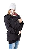 Viva la Mama Tragejacke Rückentrage Baby hinten und vorn tragen Regenjacke Windjacke Softshell Mantel Umstandsjacke - AVENTURIS schwarz Punkte - XL