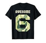 Awesome at 6 Camouflage Military Little Officer 9th Birthday T-S