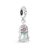 Pandora Disney Die Schöne und das Biest Verzauberte Rose Charm-Anhänger in Sterling-Silber mit Zirkonia, 790024C01
