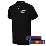 Aston Martin F1 Polo T-Shirt Poloshirt Lifestyle Formel 1 schwarz + 2X FANERGY Traubenzucker (M)
