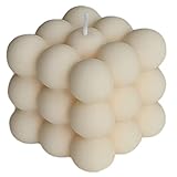 Bubble Kerze in weiß von LIVOA (6x6x6cm) Vegane Cube Kerze (creme)