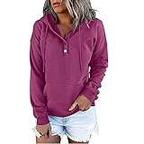 QTydnaio Hoodie Damen lässiger bedruckter Kapuze Sweatshirt Langarm Pullover Top Casual Lose Bluse Tops Herbst Winter Langarmshirt（Violett-A，S）