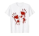 Halloween T-Shirt Blutige Hände Blutspritzer Kostüm Zombie T-S