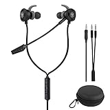 Samoleus In Ears Kopfhörer mit Verstellbarem Mic, 3.5MM Wired Earbuds Gaming Earphones Ohrhörer mit 3 Pairs Different Sizes Earbuds für PS4, Xbox, PC, Laptop, Mobile Phone (Schwarz - In Ear)