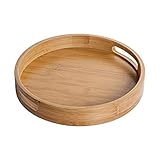 YAOLUU Badezimmerdekorplatte Hölzerne runde servierschale Holz Platte Tee Fahrzeug nahrung getränk Teller nahrung Teller Dinner Fleisch Steak Fruit Snack Fach Tee-Tablett (Color : 35x35cm)