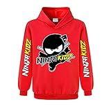 Ninja Kidz Jungen und Mädchen Sweatshirt Hoodie Kinder Pullover Top Hoodie, rot, 146