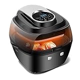 Heißluftfritteuse 6L Multifunktionsluft FRYER ölfrei Intelligent Gesundheit Fritteuse Pizza Kocher Smart Touch LCD Elektrische Fritteuse Küchenkochwerkzeuge Airfryer ( Color : Black , Plug Type : UK )