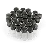 30 x 5 ml klare Glasflaschen mit schwarzem Kunststoff-Schraubdeckel, leere Ampullen, Probeng