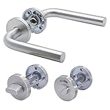 Türgriffe APECS Drückergarnitur zimmertüren INOX Türklinke für Haustür und Innentüren Türbeschlag rund Rosettengarnitur edelstahl matt Drückergarnitur L-Modell H-0201+WC