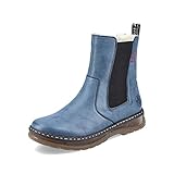 Rieker Damen Chelsea Boots Z2070, Frauen Stiefeletten,lose Einlage,Schlupfstiefel,Winterstiefeletten,gefüttert,Woman,blau (15),39 EU / 6 U