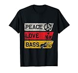 Bass Gitarre T-Shirt - Frieden Zeichen Liebe Musik B