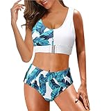 Bikinis Badeanzug für Damen, gehäkelt, Bikinis für Damen, weiß, Badeanzug für Damen, bedruckt, zweiteiliger Badeanzug, BWeiß, L