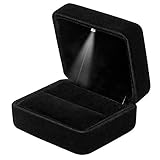 GBYAN Ring Box Ringschachtel mit LED-Licht Schwarze Ringetui Samt Schmuck Geschenkbox für Verlobung, Heiratsantrag, Hochzeit (Schwarz)
