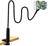 Handyhalter, LONZOTH Handy Halterung Schwanenhals Halter Universal Ständer für iPhone Smartphone Handy Tablet 360° Drehen (Schwarz)