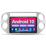 AWESAFE Android 10 Radio für VW Tiguan, 2G+32G, 9 Zoll Touchscreen, mit Blende, Navigation Bluetooth MirrorLink RDS WiFi Unterstützung