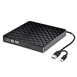 Externes CD DVD Laufwerk/Brenner USB 3.0 mit Type-C Tragbare CD DVD-/+RW Brenner und DVD/CD Lesegerät, Plug & Play /niedriger Lärm, Slim Superdrive für Laptop, Desktop, Mac, Macbook, OS, Windows/Linux