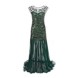 LOPILY Abendkleid Damen 20er Jahre Charleston Partykleid Perlendruck Paillettenkleider Glitzer Festlich Damenkleid Karneval Fasching Kostüm Vintage Cocktail Kleider Flapper Fransenk