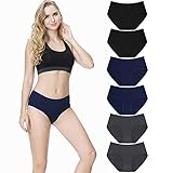 TUUHAW Unterhosen Damen Unterwäsche 6er Pack Baumwolle Slips Mittel Taille Panties Schwarz Marine Grau M
