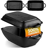 Gustosio Gusseisen Bräter 5in1 Topf, Pfanne, Brotbackform, Dutch Oven, 5,1l, alle Herdarten & BBQ Grill, sofort bereit dank Anti-Haft Patina, even heat für perfektes Brat, Schmor und Backerleb