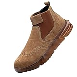 Quiteyan leichte Sicherheitsschuhe Herren,Sicherheitsschuhe Herren Damen, Stahlkappe rutschfest Verschleißfeste Atmungsaktiv Ultraleicht Arbeitsschuhe,Coffee Color▁44