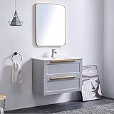 Delicaho Moderner Hellgraues Waschtisch Mit Unterschrank, Waschbecken mit Waschbeckenunterschrank Hängend,Badezimmerschrank,Mit Viel Stauraum Badmöbel Set(Becken ist Nicht enthalten)
