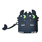 Kompatibel mit AirPods Pro Case Schwarz Zahnlos, Niedliche 3D Cute Cartoon Silikon Hülle Schutzhülle for AirPods Case Dragon, Kinder Teenager Jungen Mädchen Frauen für AirPods 3 Case Black Drag