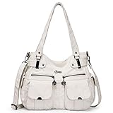 KL928 Tasche Damen Handtasche Umhängetaschen Damenhandtasche Schultertasche Lederhandtasche elegante Taschen hand taschen Henkeltaschen für frauen mit vielen fächern (Weiß)