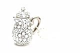 Miniblings Kaffeekanne Teekanne Kette Tee Kaffee 80cm Kanne Porzellan Punkte - Handmade Modeschmuck - Kugelkette versilb