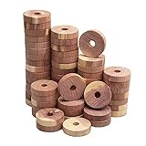 DIYARTS Mottenschutz, 32/60 Stück Holz Mottenvernichter Ringe Insektenschutz Kleidung Motten Aromatische Zedernringe Insektizid für Kleiderschrank Hängende Schubladen Aufbewahrungsbox