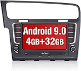 Pumpkin Android 9.0 Autoradio für VW Radio Golf 7 (ab 2012 -) mit Integriertes DAB + Modul Unterstützt Bluetooth Navi USB Android Auto WiFi 4G MicroSD 2 Din 8 Zoll B